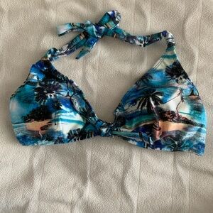 NWT Arizona Jean Company Blue Tropical Bikini Top